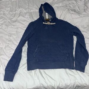 VTG Ralph Lauren Rugby Toggle Hoodie Sweatshirt Blue XS Men's Vintage Y2K